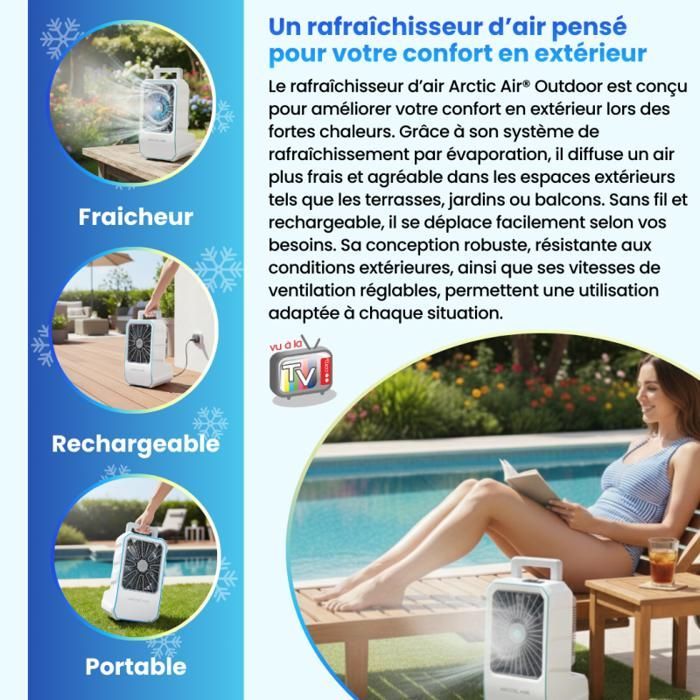 VENTEO - Rafraichisseur d'Air et Climatiseur Mobile Exterieur | Ventilateur Brumisateur | Humidificateur Rechargeable | Pour un Conf