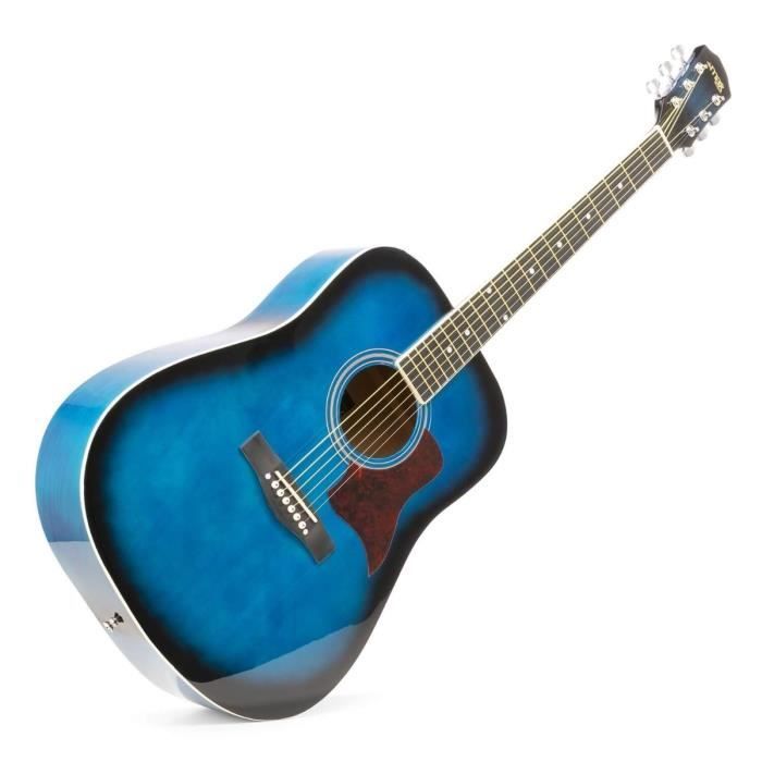 MAX SoloJam akoestische gitaar voor volwassenen (beginners) - Blauw - Stalen snaren - Draagtas - Plectrums