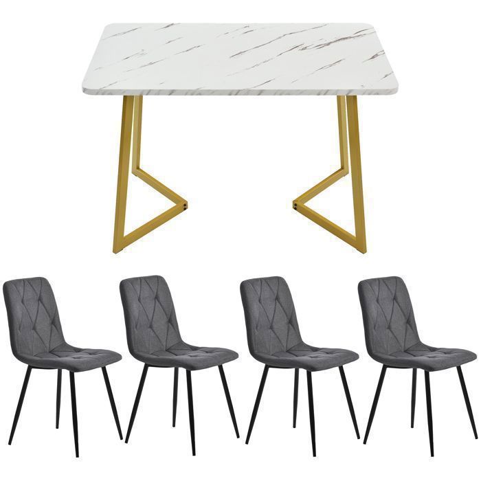 Set da pranzo con piano rinforzato (tavolo da pranzo 117×68 cm con 4 sedie), tavolo da pranzo rettangolare