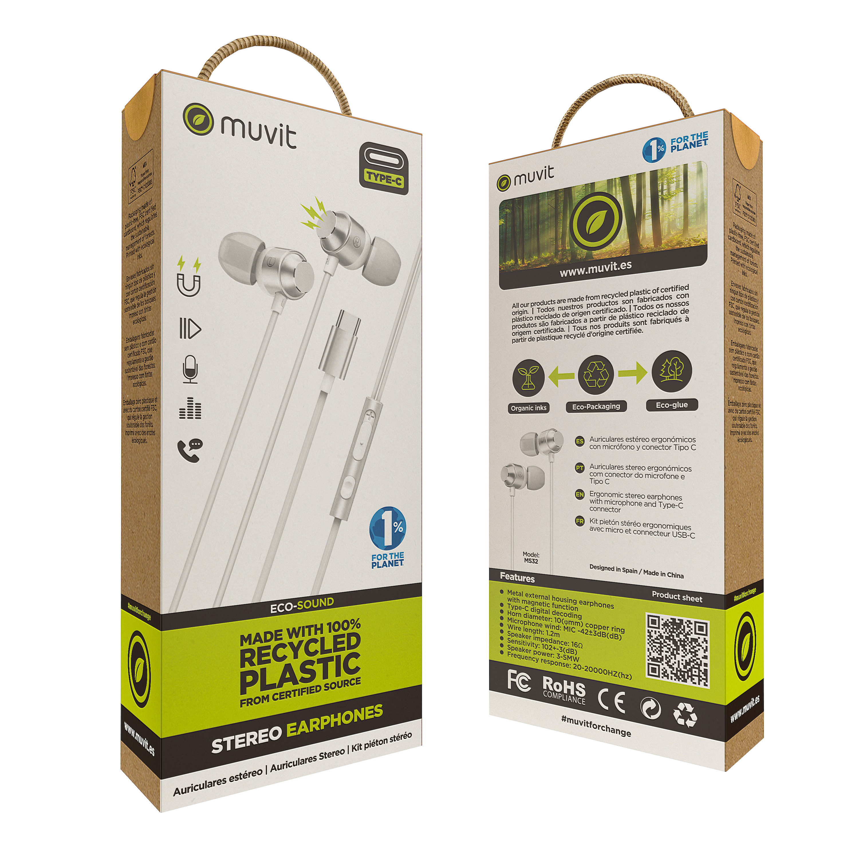 Muvit For Charge Stereo M32 Typ-C Magnetkopfhörer