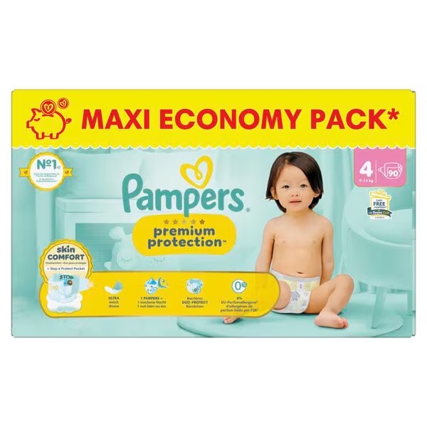 Pampers Premium Protection autiņbiksītes, 4. izmērs (9–15 kg), 90 gab.