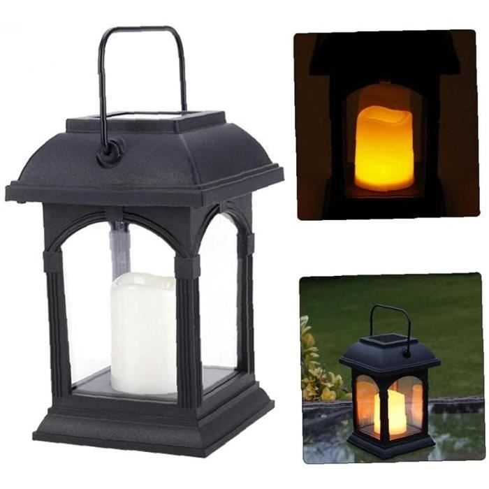 Buitenlantaarn met zonne-energie en handvat, lichtgewicht LED-terraslantaarn, fonkelende buitenlantaarn voor de tuin, draagbaar 1351