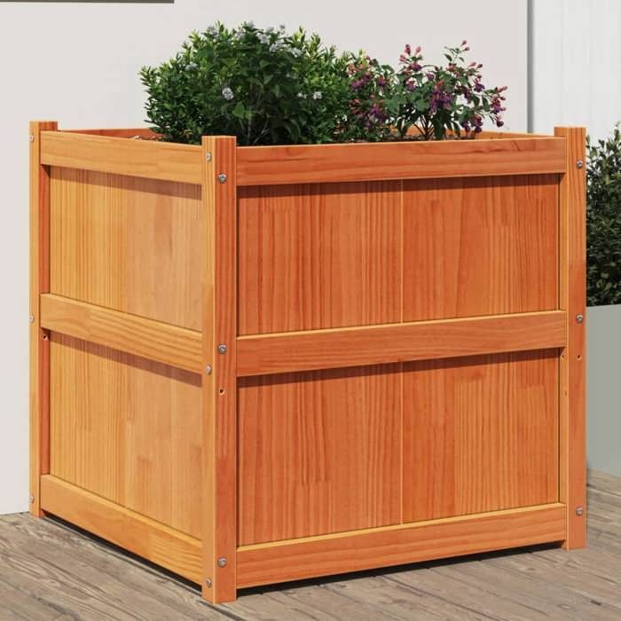 vidaXL Planter, Raised Bed, Flower Box, Plant Pot, Flower Box for Garden, Patio, Terrace, Brown Wax Pine Wood 837436