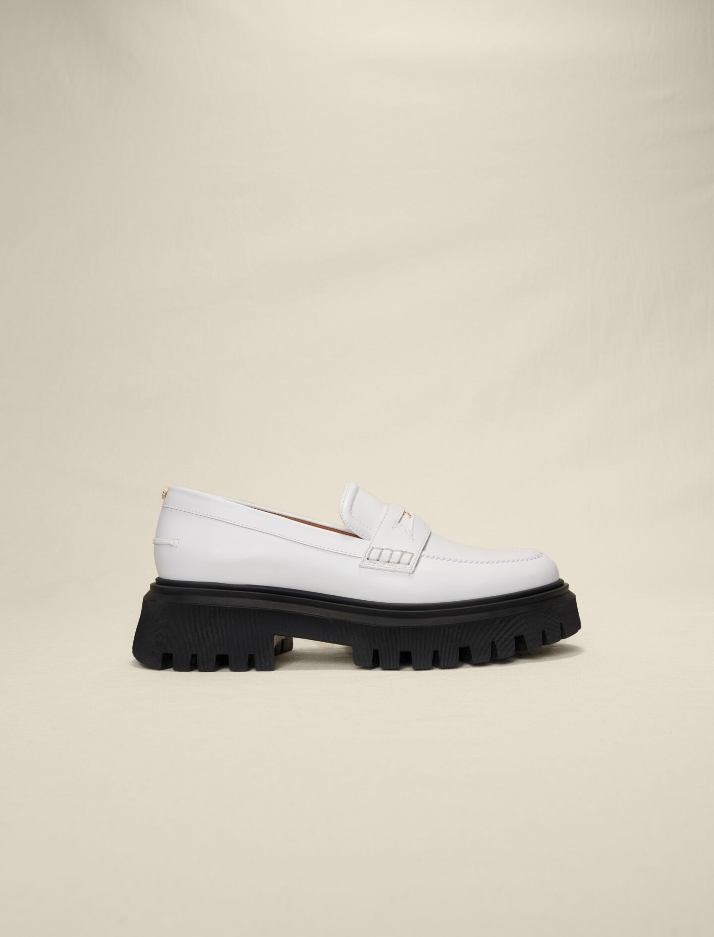 Nahkaiset platform-loaferit - Valkoinen