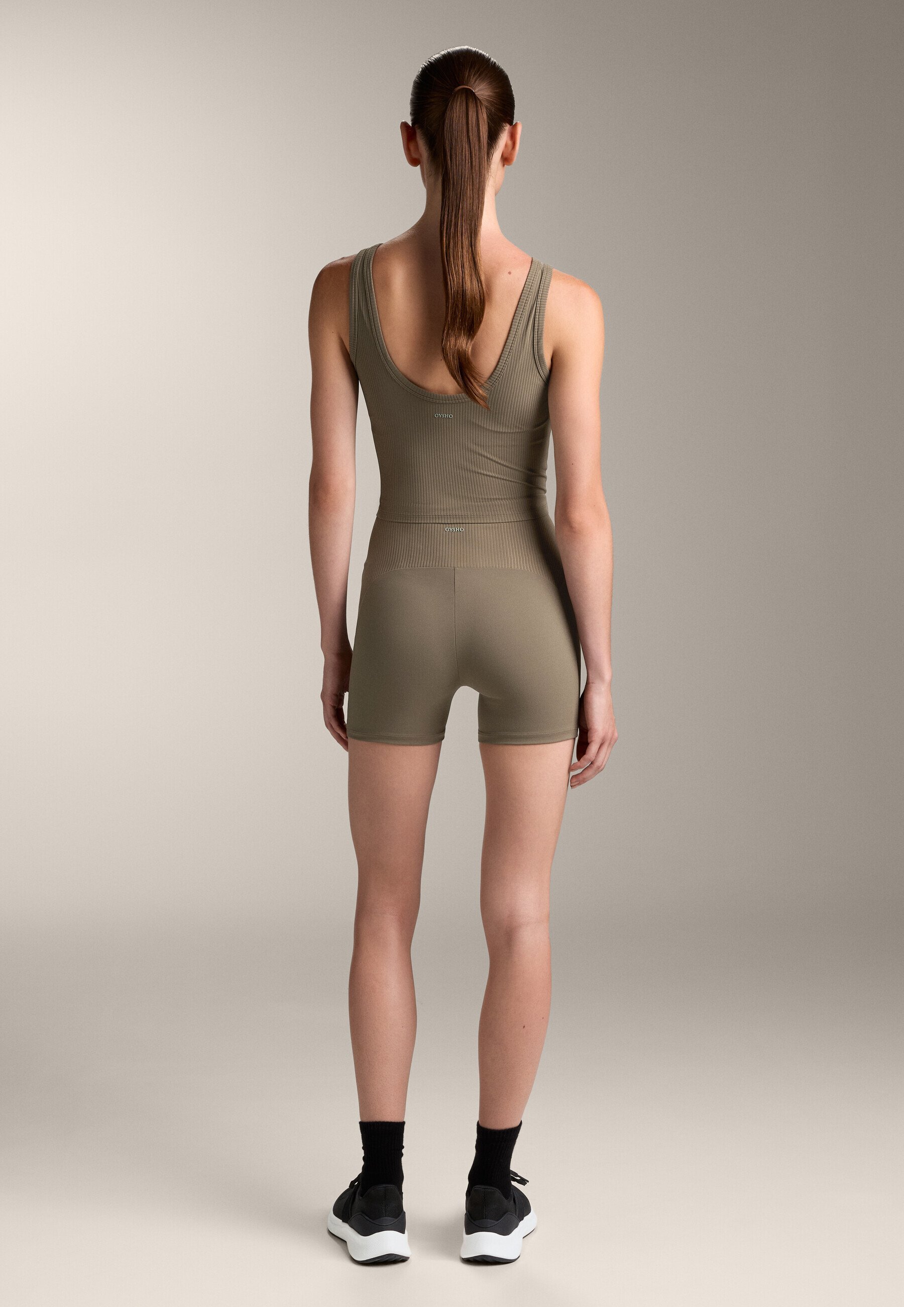 OYSHO COMFORTLUX HIGH-RISE 10cm RIB - Leggings - braun