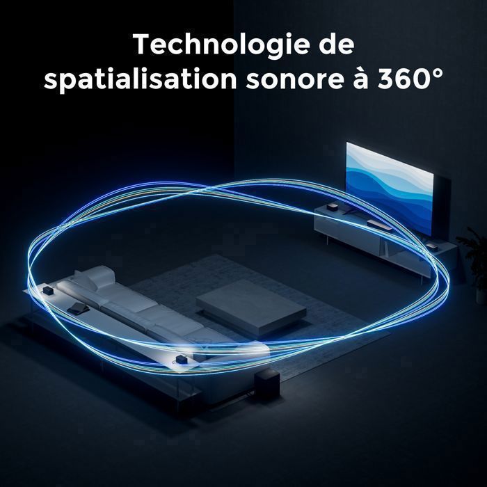 ULTIMEA Barre de son Poseidon D80 Boom - Dolby Atmos 7.1 avec caisson de basse - 500W