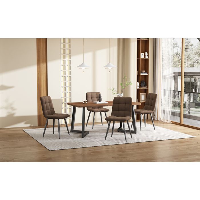 Nuevo juego de comedor de material ecológico (juego de 5), mesa de comedor con 4 sillas, mesa de comedor moderna para cocina.