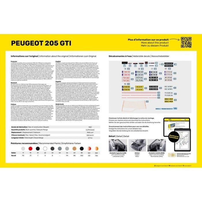 [PREORDINE] KIT MODELLINO HELLER 82705 PEUGEOT 205 GTI IN SCALA 1/24