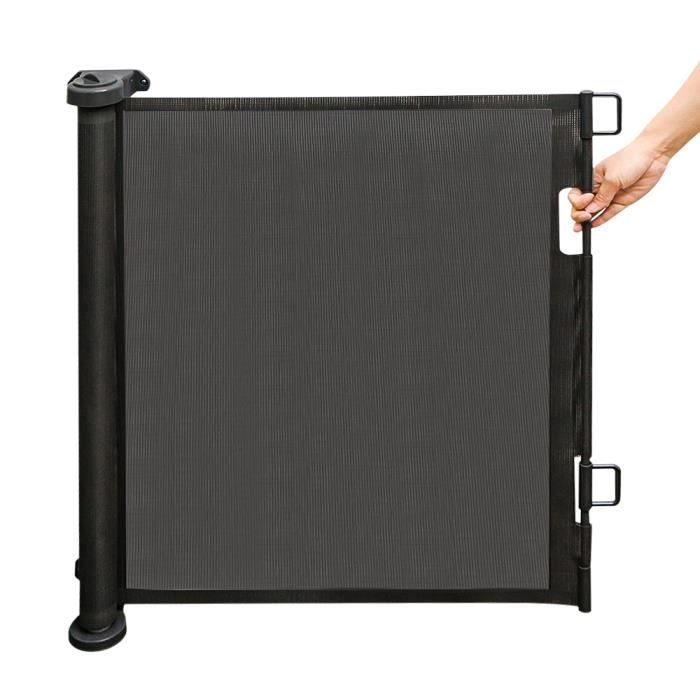 MENGDA Child Safety Gate, Retractable Dog Stair Gate 150CM One-Hand Operation for Indoor and Outdoor Stairs