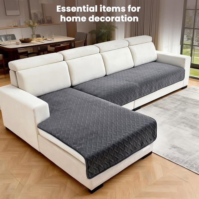 Funda de sofá de franela impermeable con base antideslizante, funda para sofá en forma de L, sofá seccional (gris, 90x90cm)