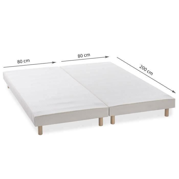 Conjunto de base de cama 2 x 80 x 200 cm (160 x 200 cm) com pés 