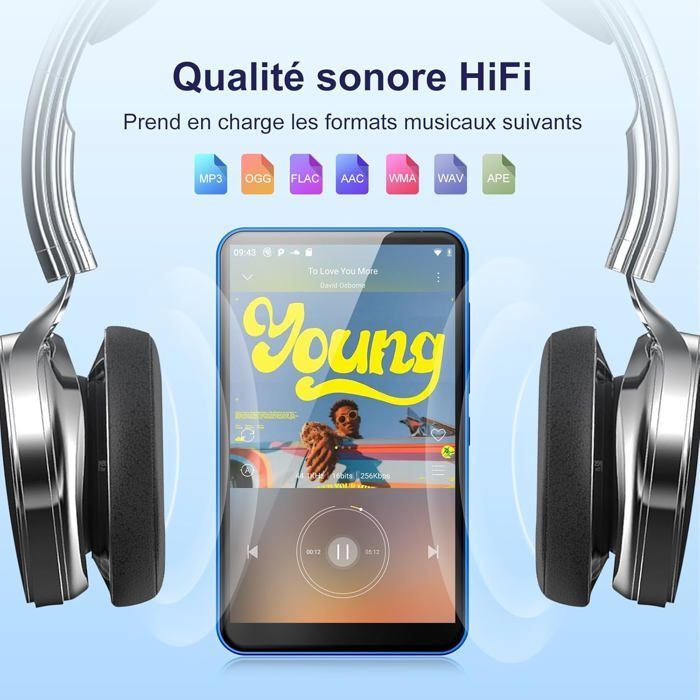 Lecteur MP3 80GB avec WiFi Bluetooth - écran Tactile IPS 4 Pouces, Lecteur de Musique pour Enfants, Lecteur MP4 Android [A1]