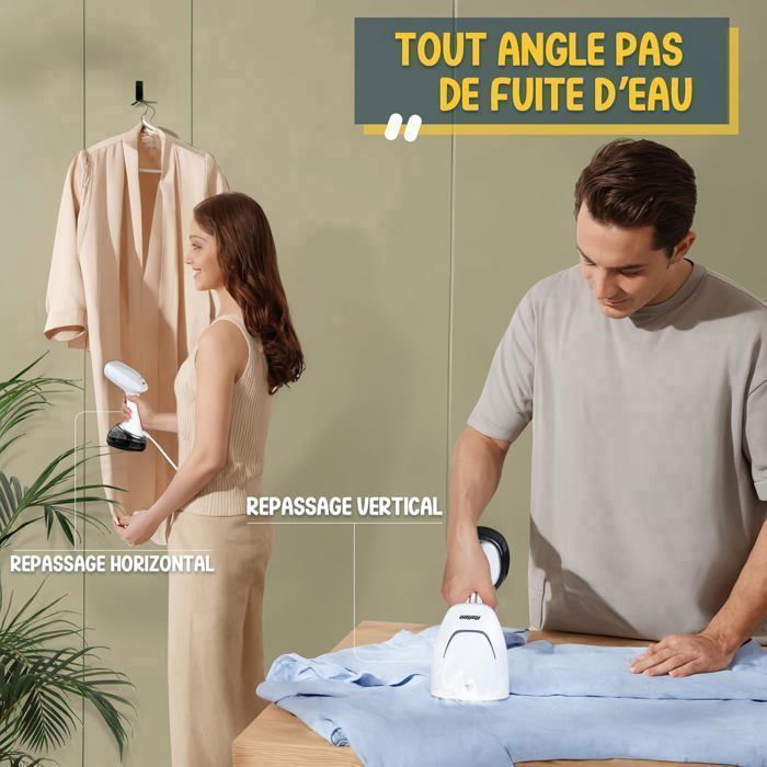 Handstomer voor kleding, 1700W verticaal model, 20 g/min continue stoom - 1,9 m snoer, 360 ml waterreservoir, wit