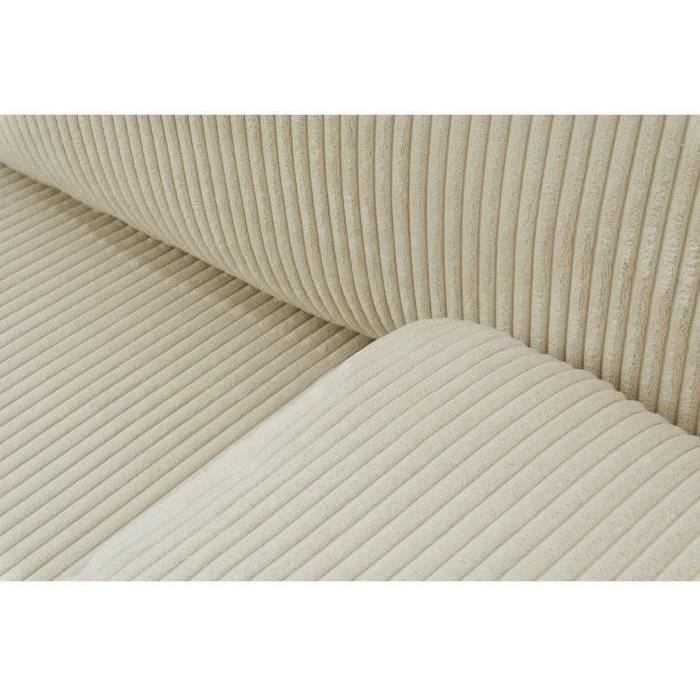 Banquette convertible 3 places - Coffre de rangement - Tissu velours côtelé beige - L 190 x H 92 x P 84 cm - TEIJO
