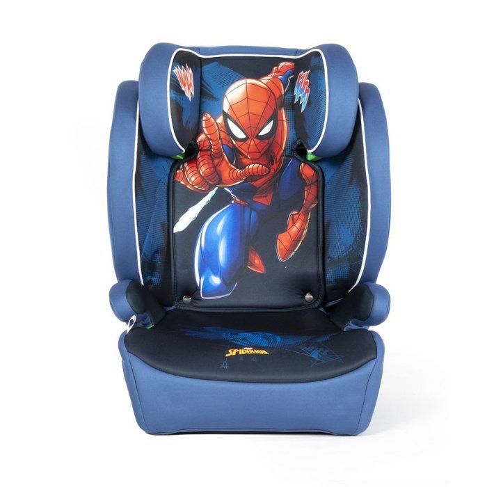 Tataway Marvel Spiderman ISOFIX autostoel 100-150 cm, Spiderman-afbeeldingen, blauwe achtergrond