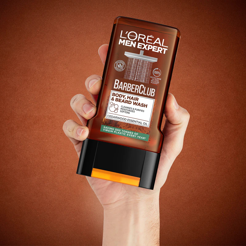 Gel de banho L'Oréal Paris Men Expert Barber Club para cabelo, barba e corpo masculino