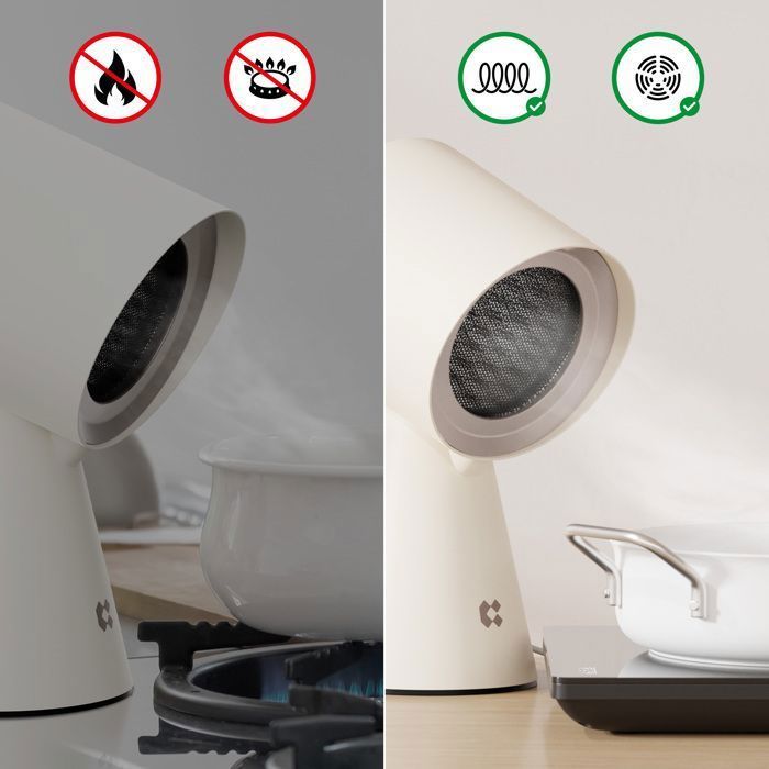 CIARRA Draagbare Vrijstaande Afzuigkap, Keukenafzuigventilator, 3 Filters, Wit