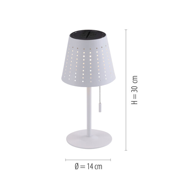 LED-ladattava aurinkopöytävalaisin Mandy, valkoinen