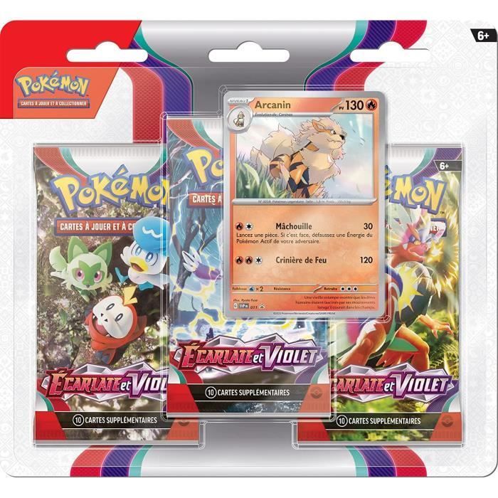 Pokémon | Paquete de 3 sobres - Serie Escarlata y Morada 1 (EV01) | Modelo aleatorio | Edad: 6+ | Número de jugadores: 1-2