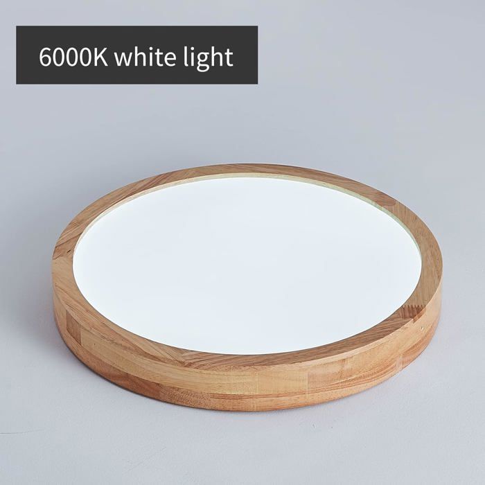 SNOGOLD 20W LED Houten Plafondlamp, Moderne Ronde Houten Plafondlamp Ø30cm, voor Woonkamer, Keuken, Hal - 6000K Koel Wit