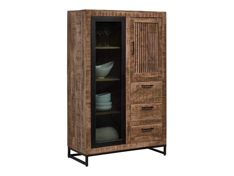 Witryna Heritage 60 cm z 2 drzwiami i 3 szufladami mango