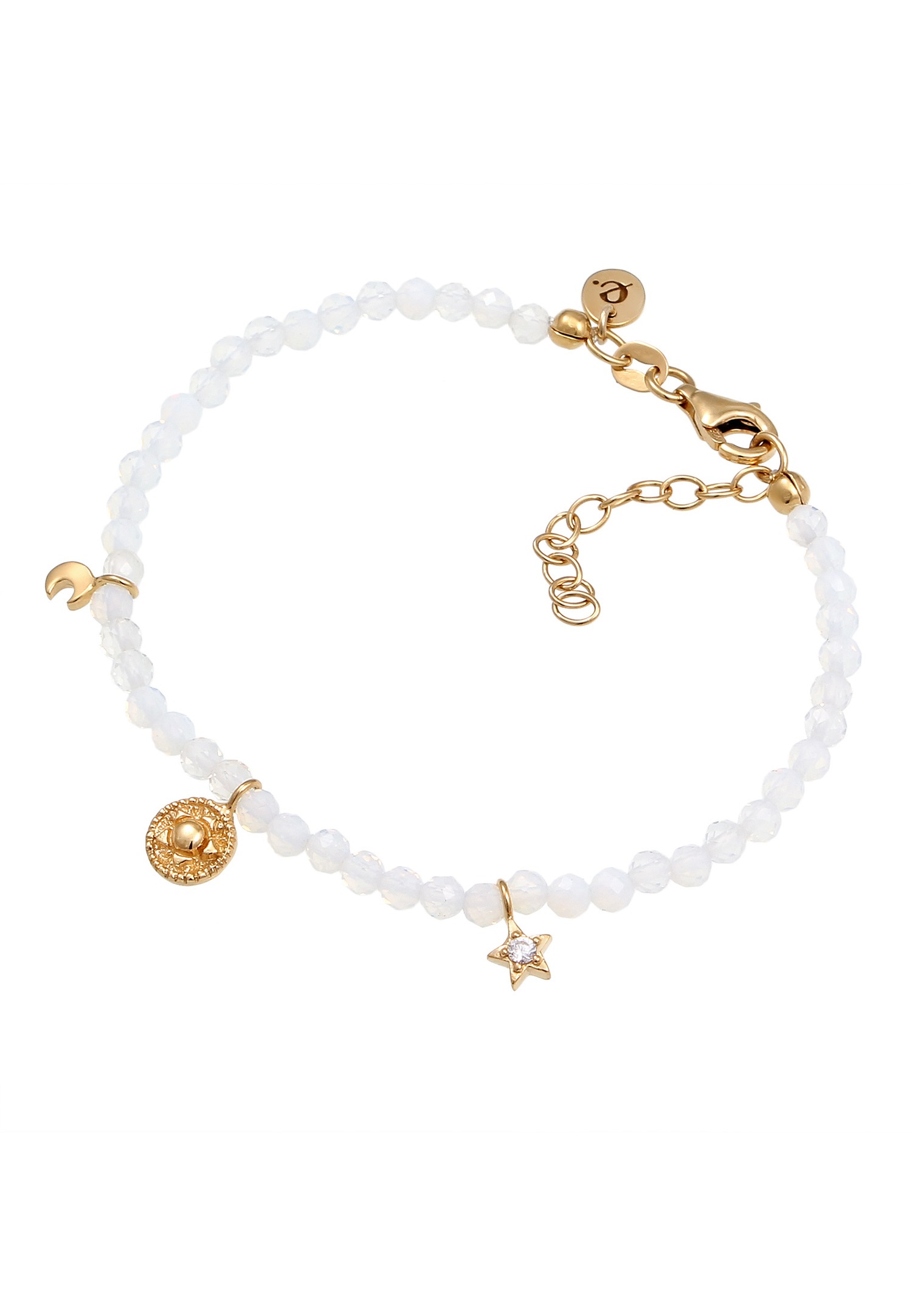 Elli PREMIUM Elli PREMIUM Bracelet Femmes Pendentif Étoile Zirconia Taille Diamant Blanc Argent Sterling 925 Doré Été / Plage Or 16 cm