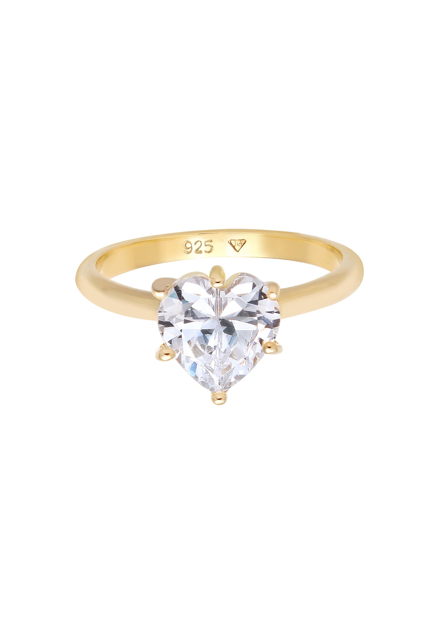 Elli Femmes Coeur Solitaire Fiançailles Amour avec Cristal de Zirconium en Argent Sterling 925