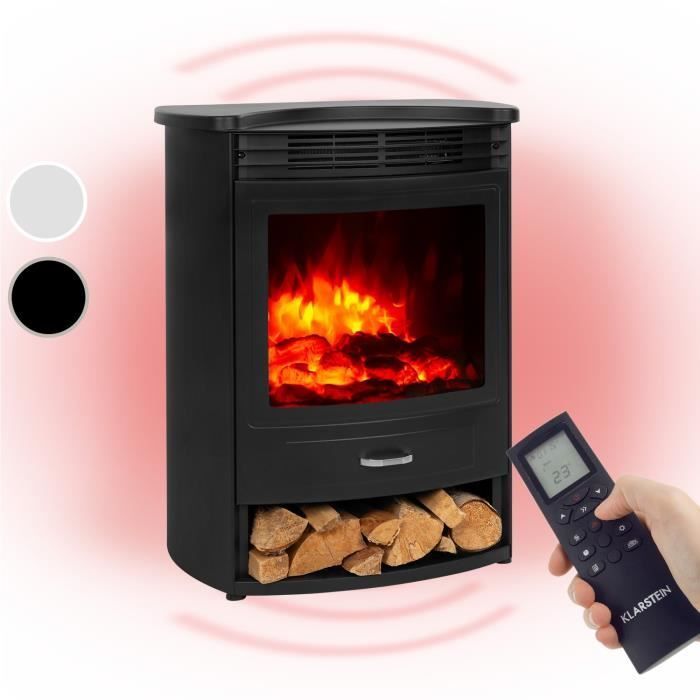 Chimenea eléctrica con efecto llama - Klarstein - 1900/950 W - Chimenea eléctrica independiente - Chimenea decorativa con mando a distancia