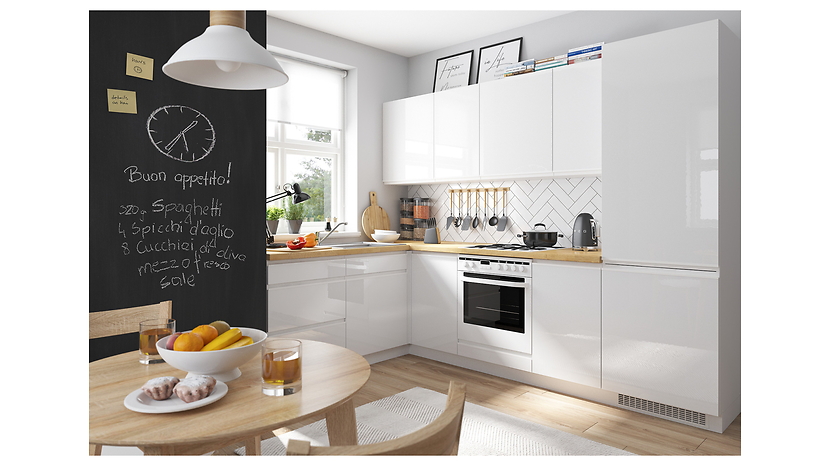 Komplet kuchenny narożny Sole 270x180 cm biały połysk