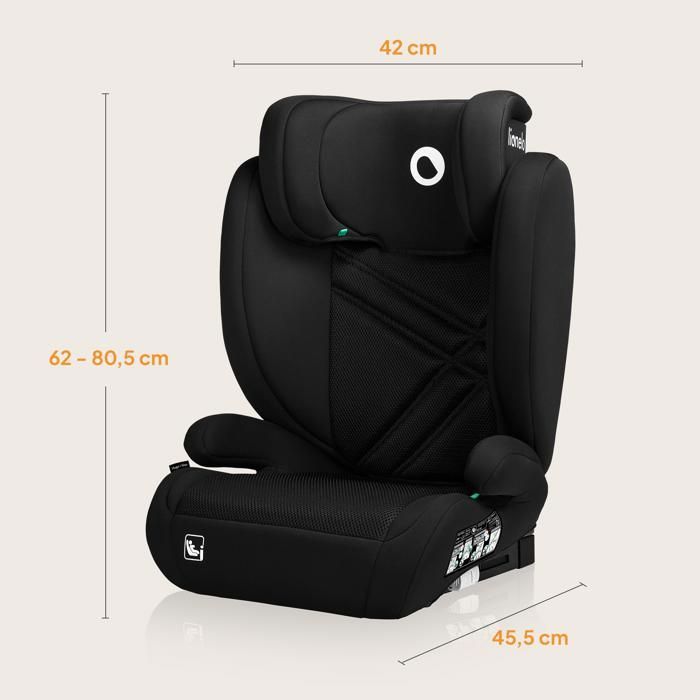 Silla de coche convertible para bebé LIONELO Hugo i-Size - ISOFIX - 100-150 cm - Grupo 2/3 - Reposacabezas regulable en altura - Negra