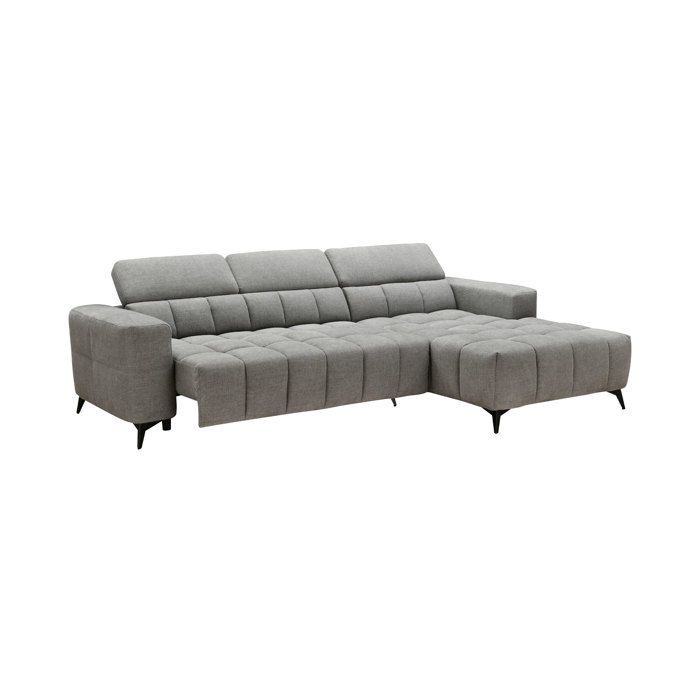 Canapé relax coulissant électrique d'angle droit 3 places gris clair