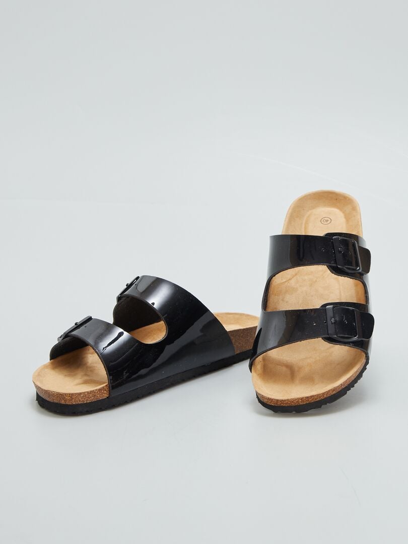 Lakleeren sandalen - ZWART