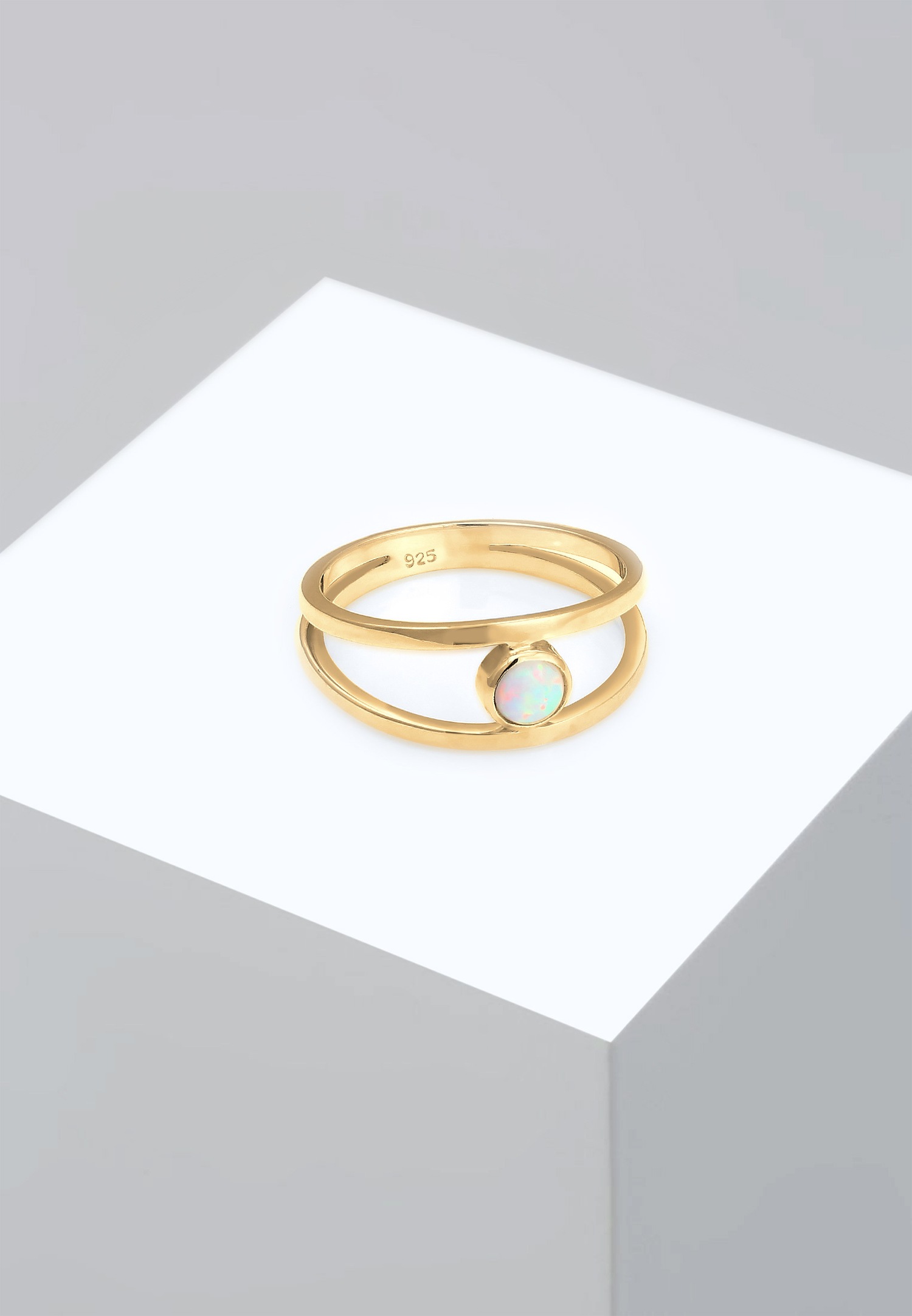 Elli Femmes Opale Synthétique à Double Sein en Argent Sterling 925