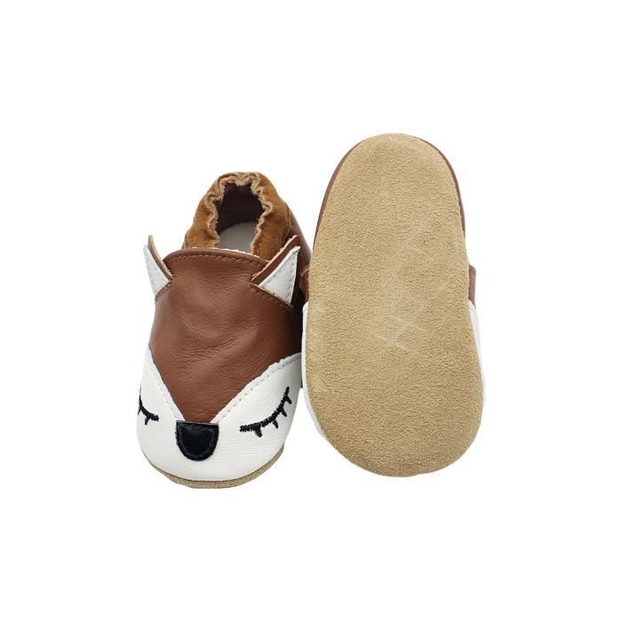 Pantufas de couro macio para bebê - INSFITY - Antiderrapantes - Azuis