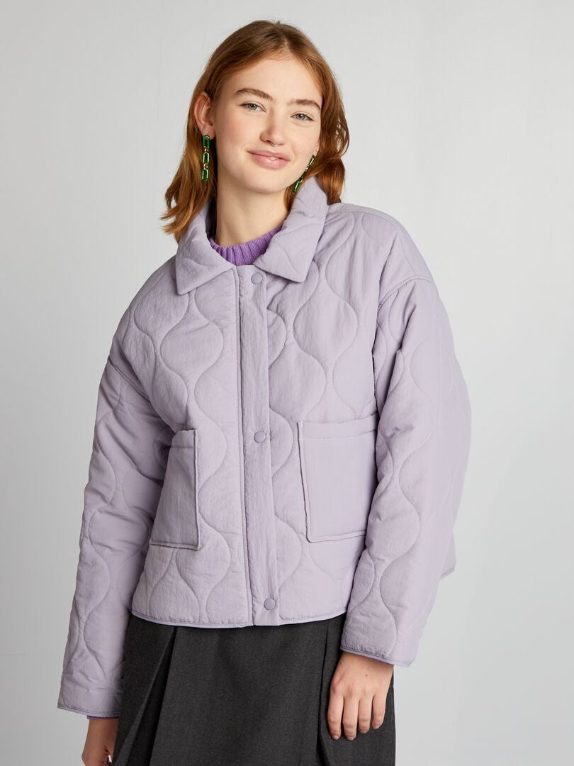 Chaqueta acolchada con botones - MORADA