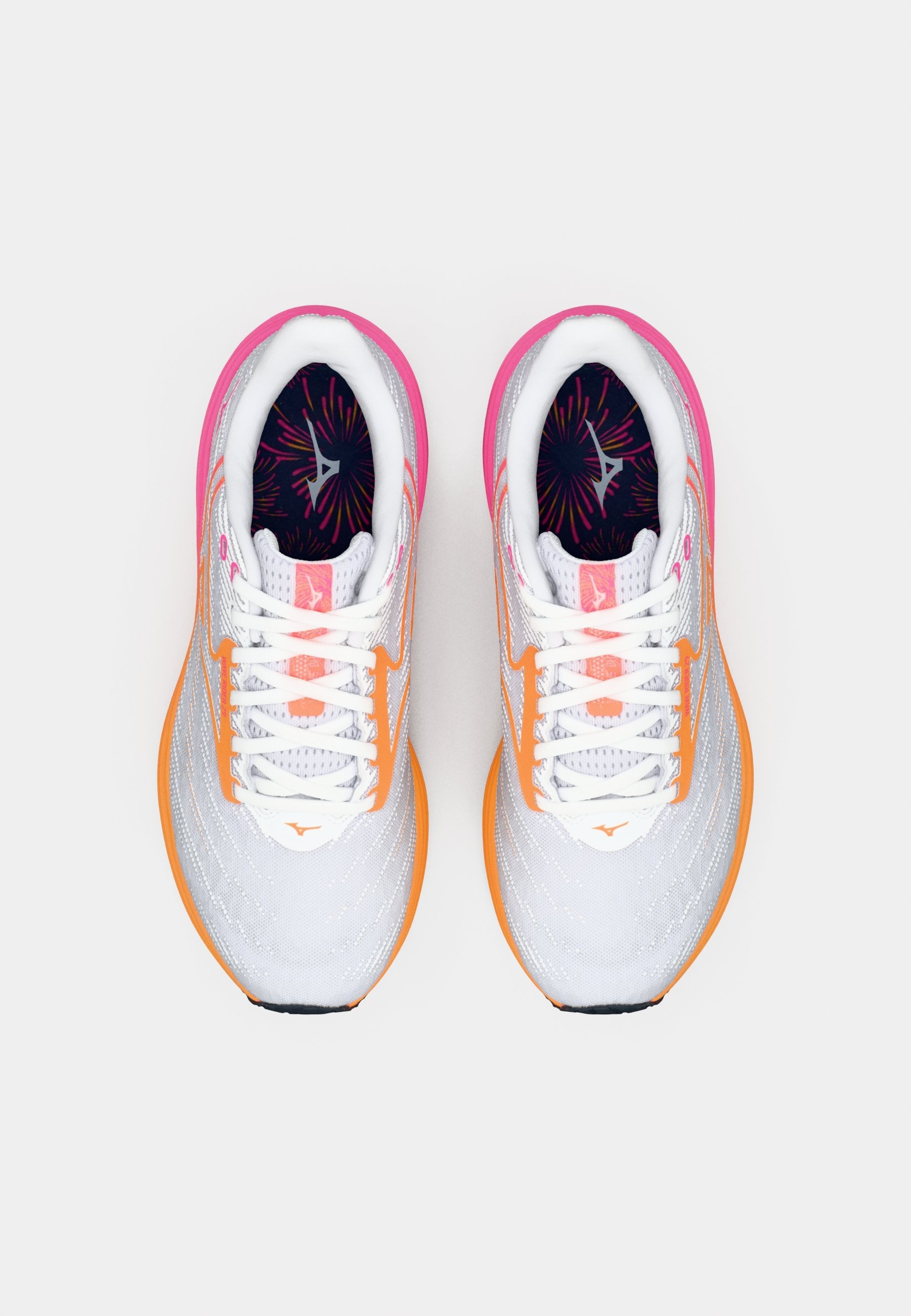 Mizuno WAVE RIDER 29 HANABI UNISEX - Běžecké boty na silnici - white/tang orange/pink tetra