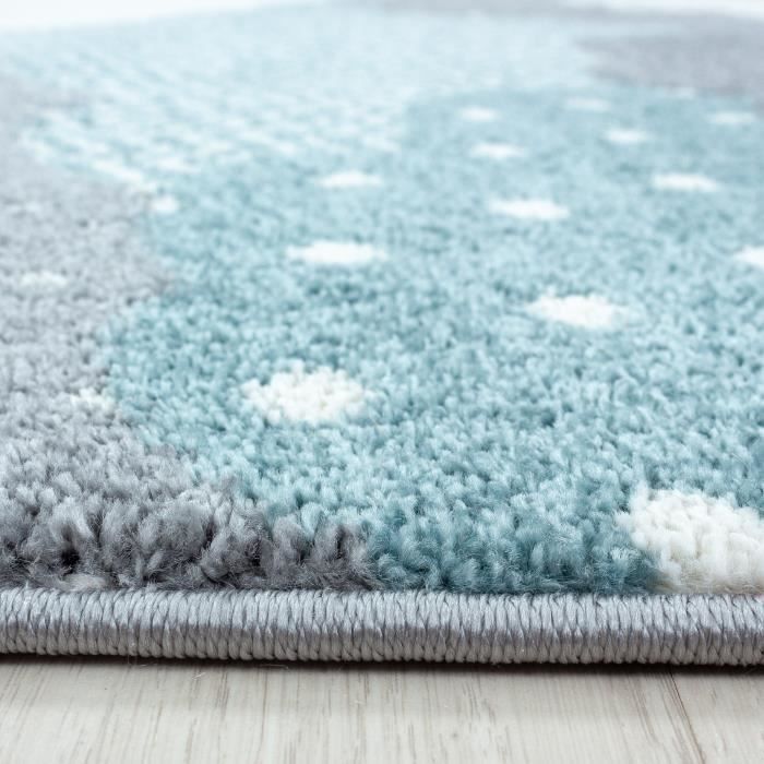 Tapis d'enfant - Nuage - Multicolore gris bleu - 120 cm - Poils courts - Intérieur