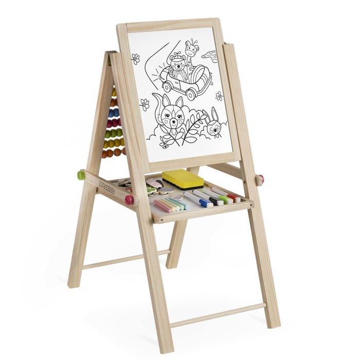 Folding magnetic chalkboard - JANSHOP - 62x28x44 cm - For children - Dual surface: chalk and magnetic - Foldable