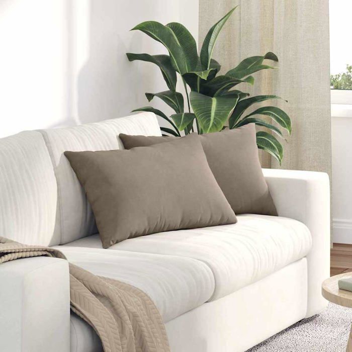 Coussins de canapé en tissu - vidaXL - 60x40 cm - Taupe - Housses amovibles - Rembourrage polyester - Lavable en machine