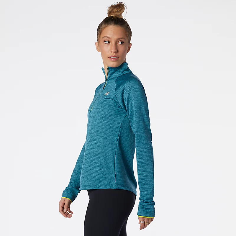Damska bluza NB Heat Grid Half Zip w kolorze MOUNTAIN TEAL HEATHER