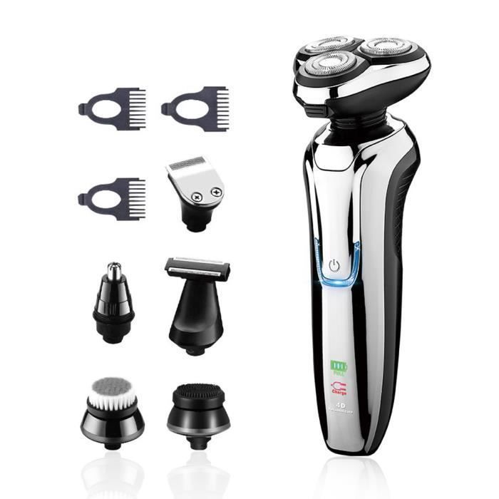 Elektrischer Rotationsrasierer für Herren, Barttrimmer, Nasen- und Ohrenhaarentferner, kabellos, USB-aufladbar, klassisch, wasserdicht, 6-in-1