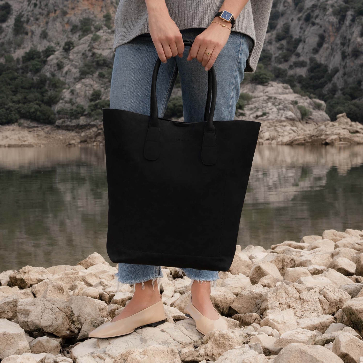 Sac cabas Violet Hamden My Daily Shopper, noir, similicuir, VH250-74