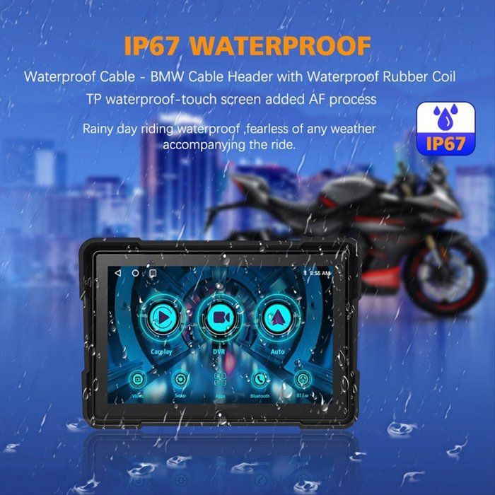Pantalla Bluetooth portátil de 5 pulgadas para navegación GPS de motocicleta, resistente al agua IP67, inalámbrica, compatible con Carplay y Android Auto, reproductor MP5.