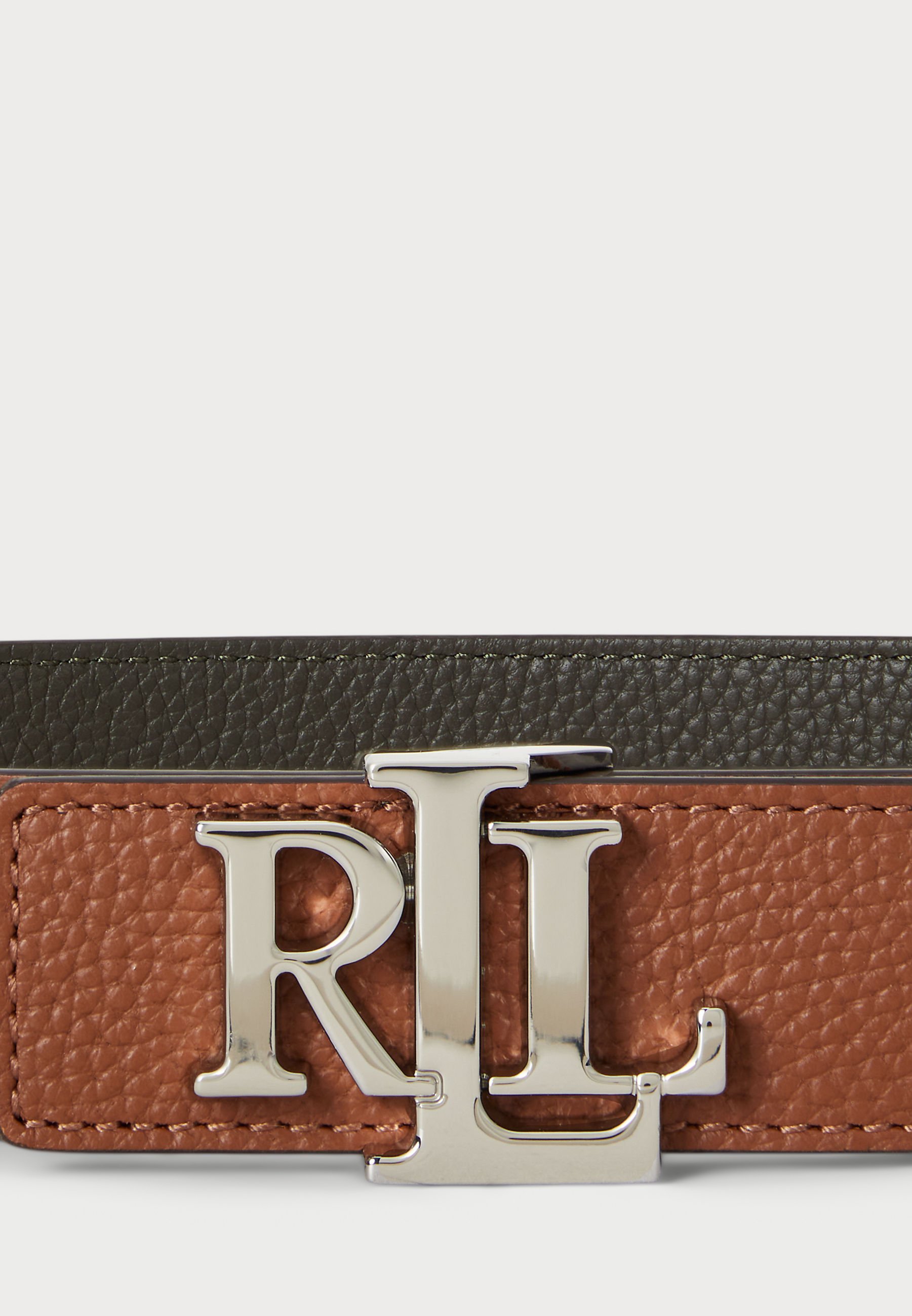 Lauren Ralph Lauren LOGO REVERSIBLE PEBBLED LEATHER BELT - Pásek - hnědá/tmavě olivová