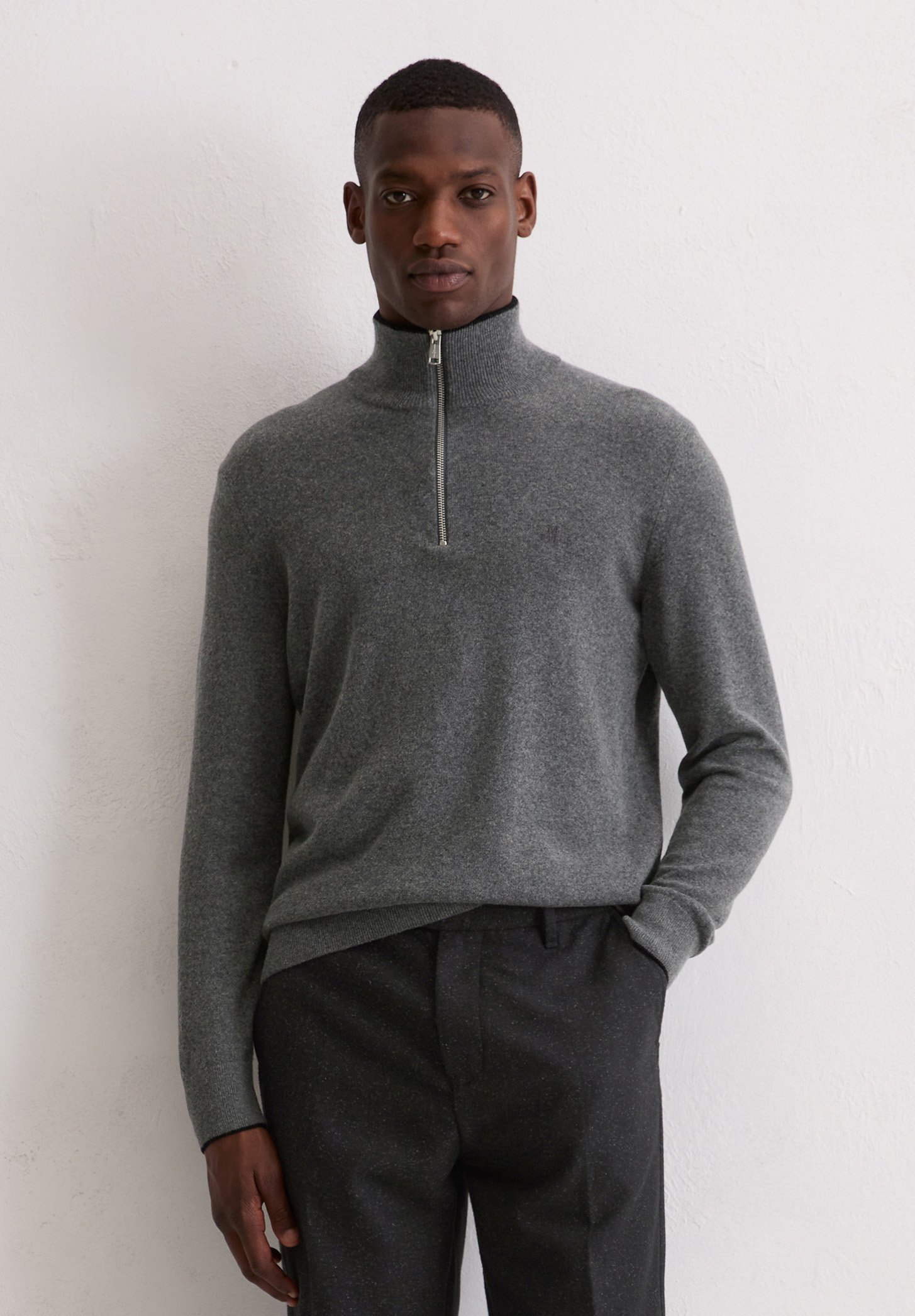 Marc O'Polo TROYER WITH TIPPING - Genser - graphite grey melange