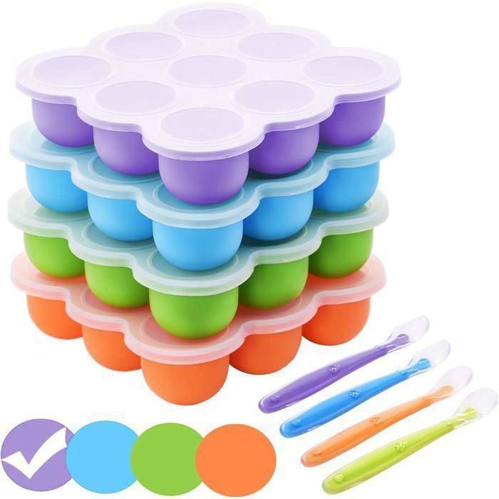 Recipiente de silicona para congelar alimentos infantiles y complementarios, etiqueta YYV