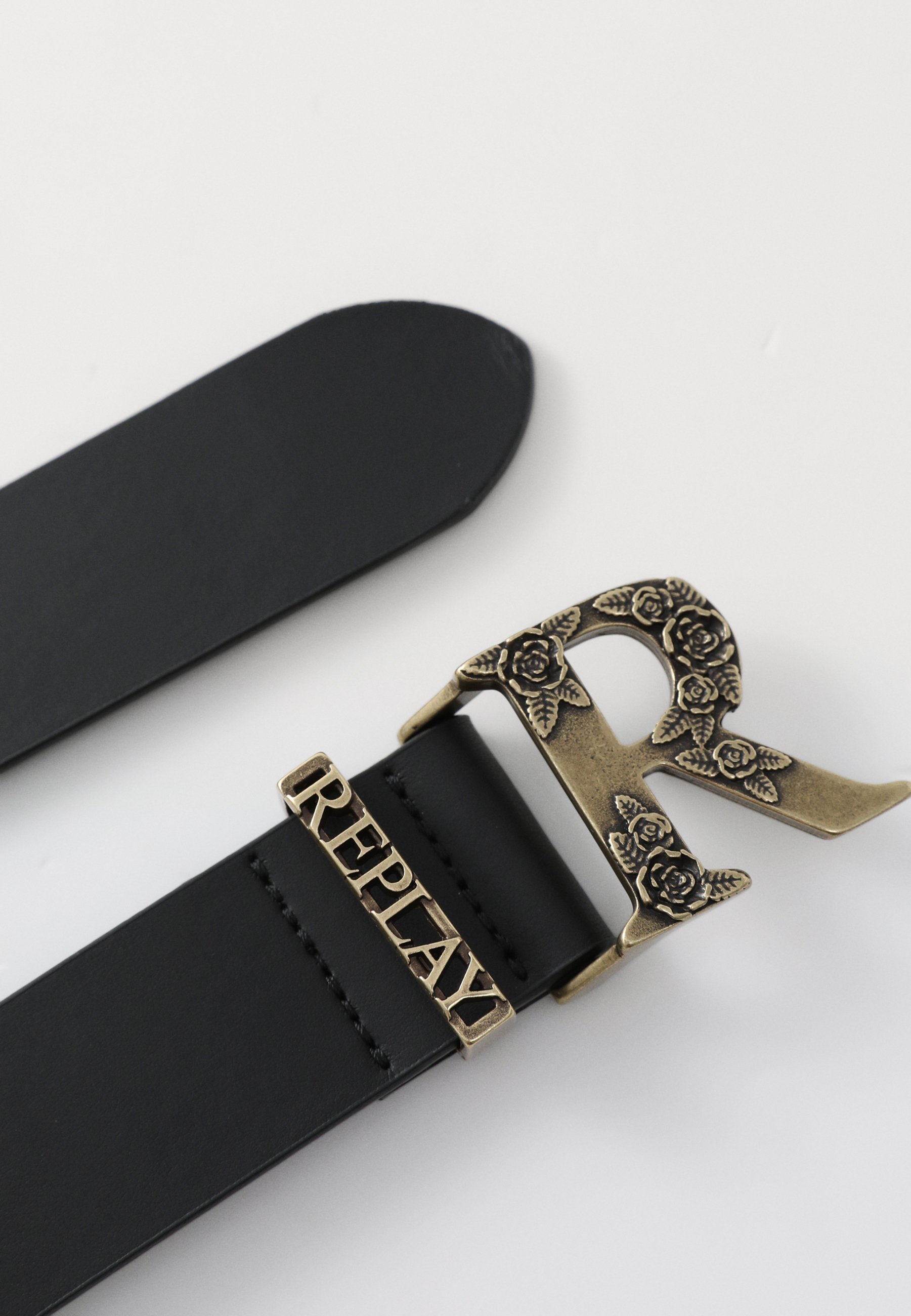Ceinture à boucle avec logo floral Replay - Noir soleil
