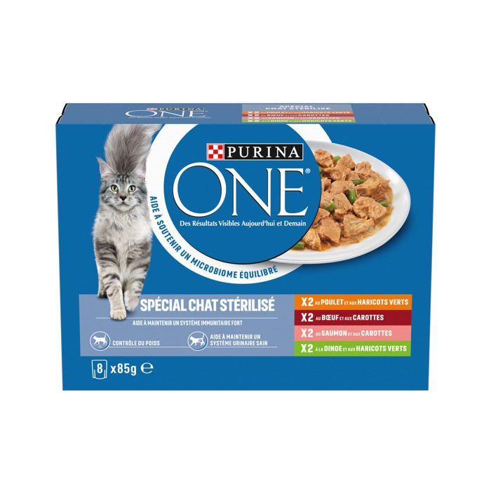PURINA ONE Alimento sterilizzato per gatti - Varietà miste - 80 x 85 g - Bustine fresche per gatti adulti