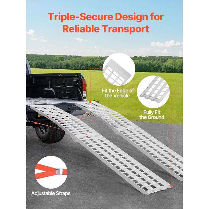 Rampas de aluminio Duoku - Capacidad de 907 kg - 2 piezas - Alta resistencia - Rampas universales estables con asas para ATV, UTV y motocicletas