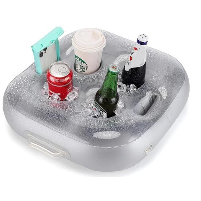 Floating Cup Holder, Inflatable Pool Drink Stand with 6 Slots, Floating Pool Bar, Fun Accessory